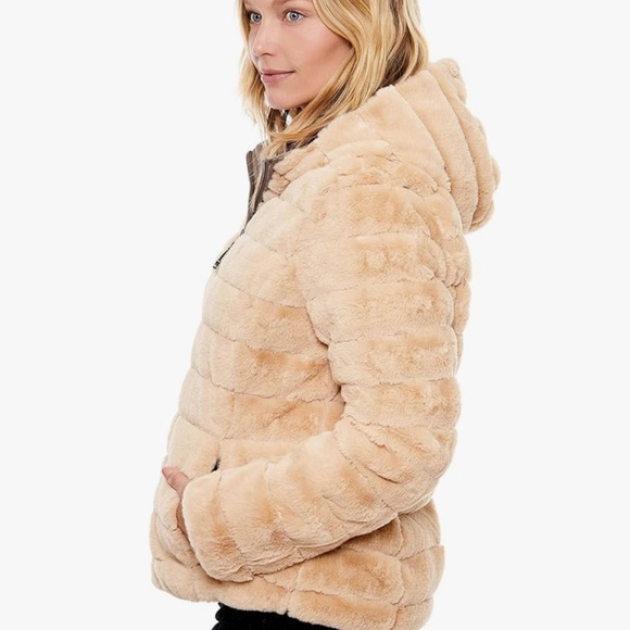 Be Boundless Women’s Water Resistant Faux Fur Jacket Knit Reversible Medium - Picture 2 of 11